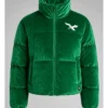 Philadelphia Eagles Green Velvet Puffer Jacket