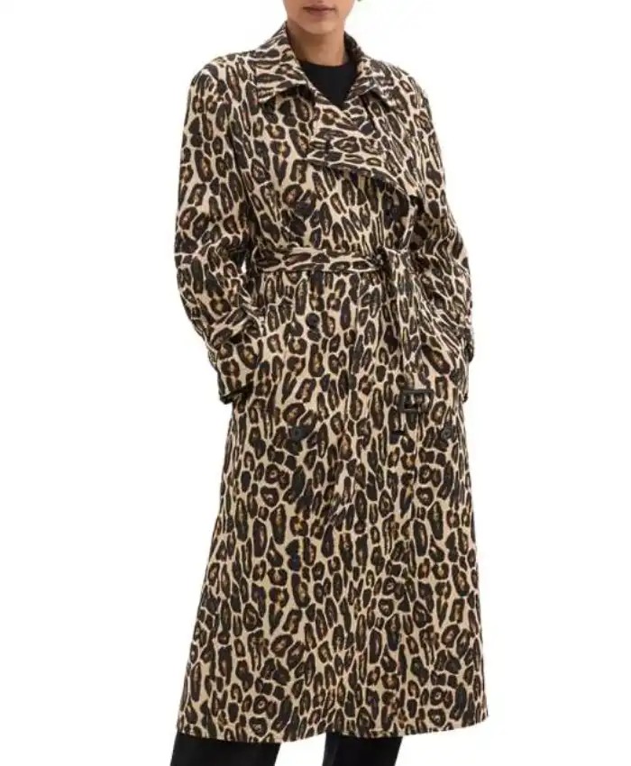 Leanne S2 Kristen Johnston Leopard Print Trench Coat