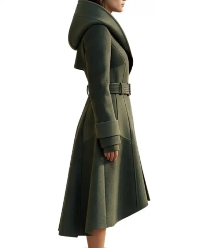 Women’s 2026 Futuristic Wool Trench Hooded Coat