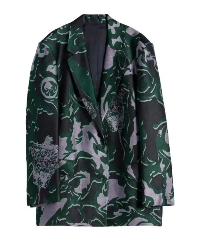 Leanne S02 Kristen Johnston Abstract Floral Crepe Blazer