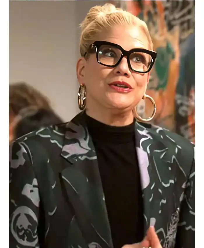 Leanne S02 Kristen Johnston Abstract Floral Crepe Blazer
