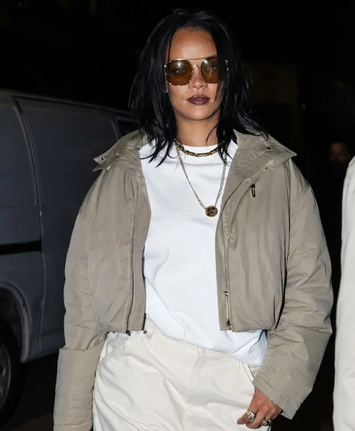 New York City SoHo Rihanna Oversized Cropped Khaki Jacket