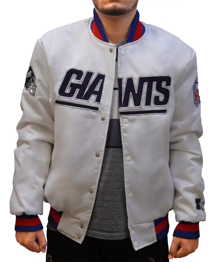 New York Giants White Varsity Jacket