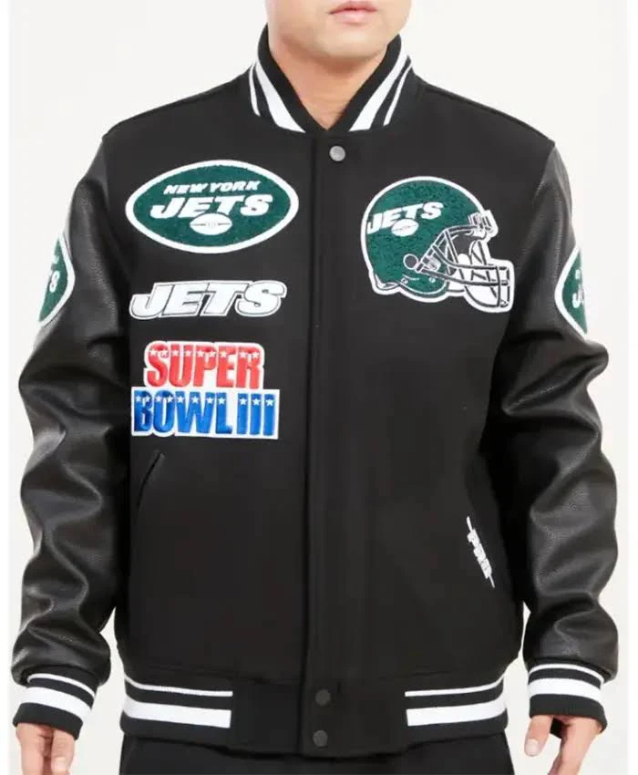 New York Jets Zion Jerde Black Bomber Jacket