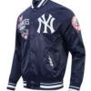 New York Yankees Full Snap Navy Satin Jacket
