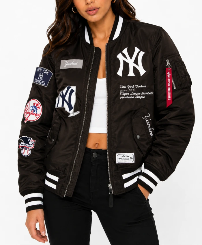 New York Yankees x Alpha x New Era MA 1 Satin Bomber Jacket