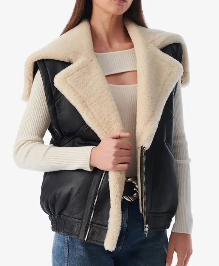 Nina J Iro Zafer Sleeveless Shearling Leather Jacket