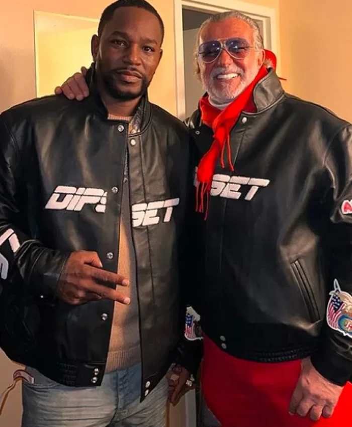 OVO Diplomats Dipset Black Leather Bomber Jacket