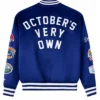 OVO X New Era X MLB Los Angeles Dodgers Blue Satin Varsity Jacket