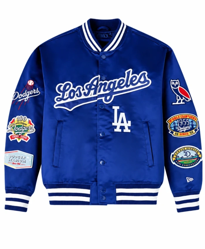 OVO X New Era X MLB Los Angeles Dodgers Blue Varsity Jacket