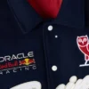 OVO X RedBull Navy Wool with Leather Sleeves Bomber Jacket