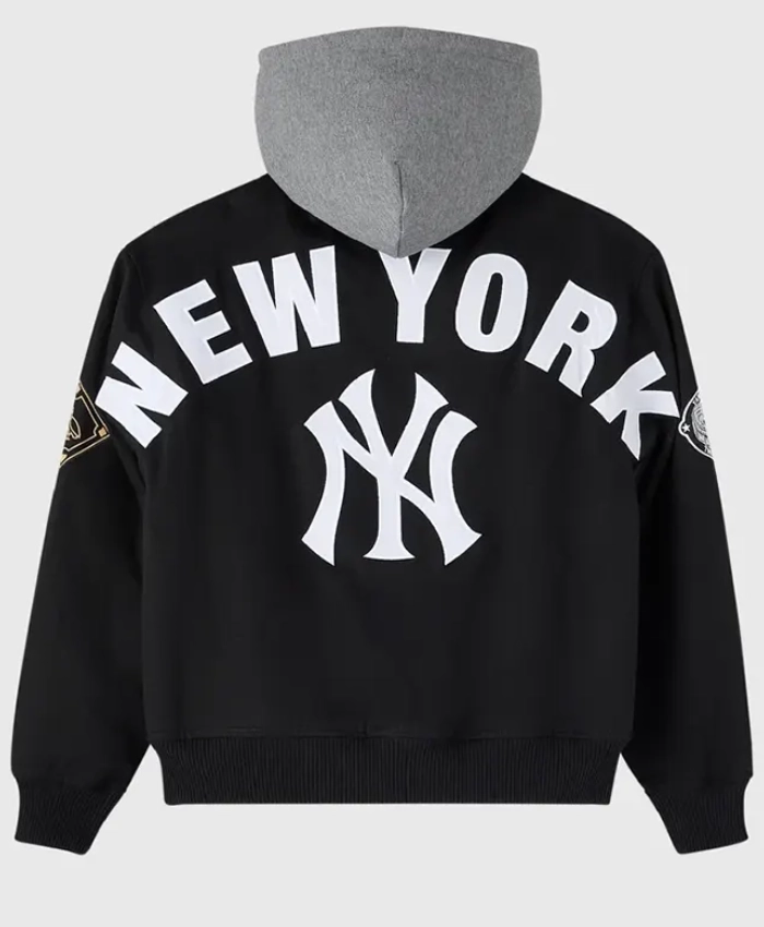 OVO x MLB 2026 New York Yankees Black Insulated Hooded Bomber Jacket
