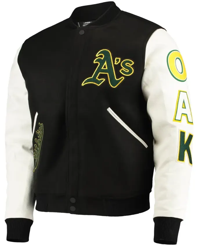 Oakland Athletics Black And White Letterman Varsity Jacket