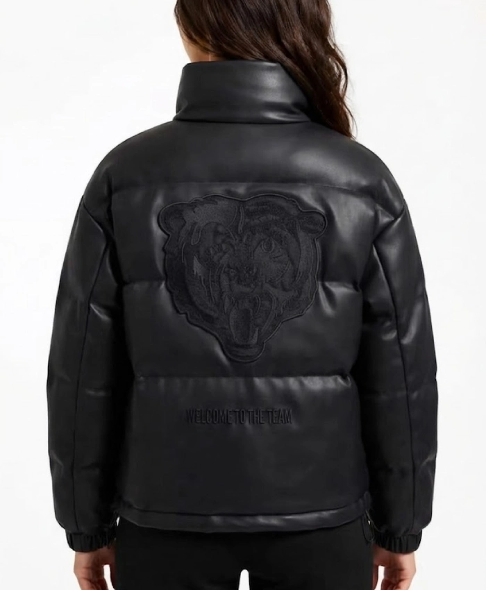 Off Season Chicago Bears Black Leather Quilted Puffer Jacket