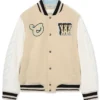 Off White Star LogoLeather Sleeves Varsity Jacket