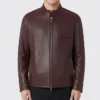 Order Ferrari High Neck Red Brown Leather Jacket