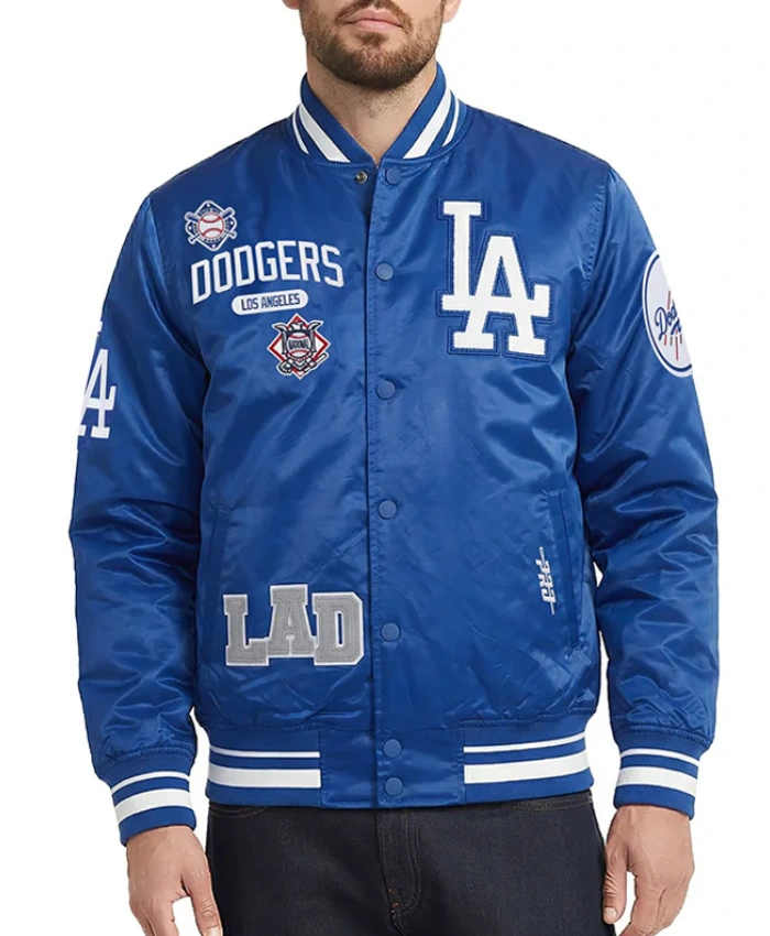 Order Los Angeles Dodgers Blue Letterman Full Snap Satin Jacket