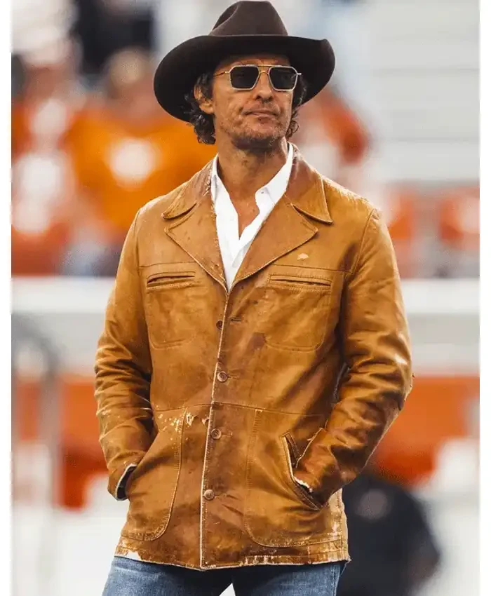 Order Matthew McConaughey Leather Brown Jacket For Men And Women