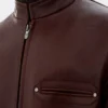 Order Now Ferrari High Neck Red Brown Leather Jacket Sale