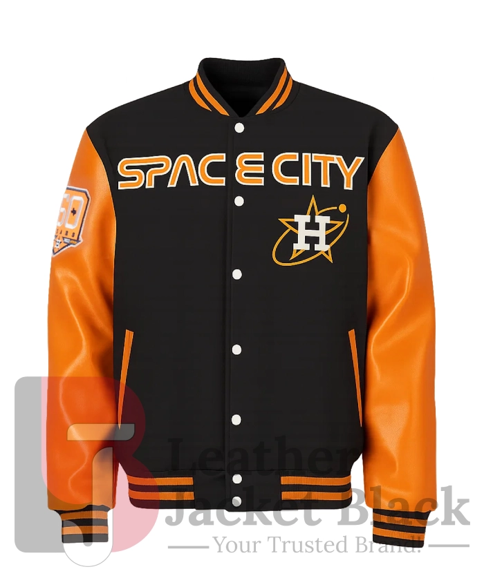 Order Space City Houston Astros Black And Orange Varsity Jacket