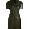 Paige Herschell General Hospital 2026 Jacinda Bracken Green Leather Short Sleeve Dress