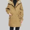 Paris Jackson Brown Hooded Fur Parka Jacket