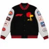 Peanuts Snoopy Dog x Formula 1 Las Vegas Grand Prix Black Wool and Leather Varsity Jacket