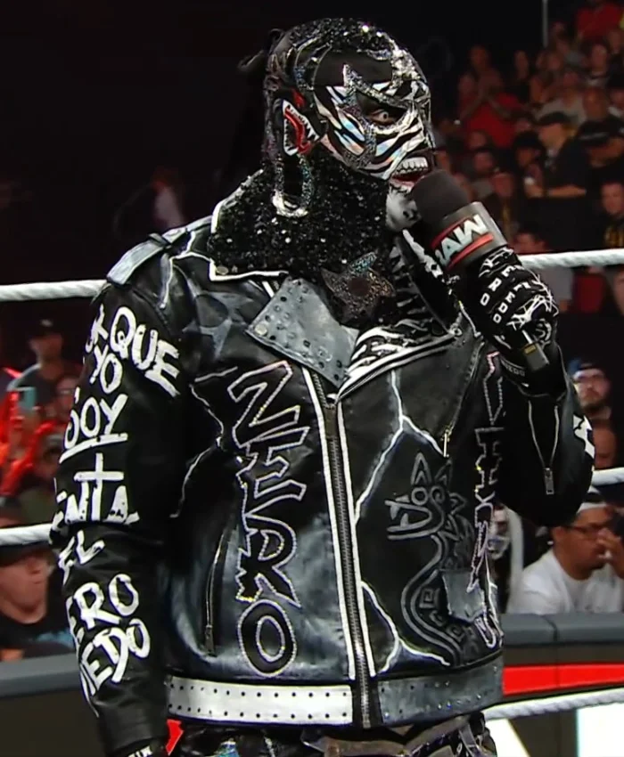 Penta El Zero Miedo Graffiti Text Art Black Leather Jacket