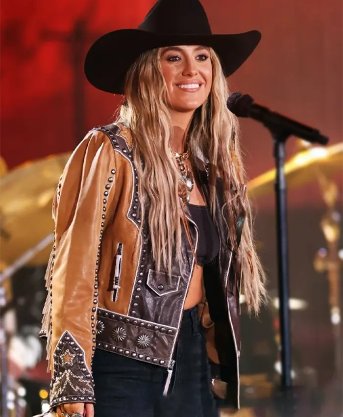Peoples Choice Awards 2024 Lainey Wilson Fringe Leather Jacket