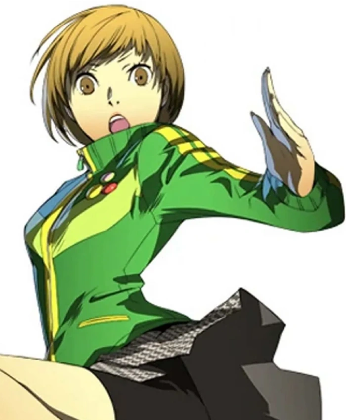 Persona 4 Golden Chie Satonaka Green Leather Track Jacket On Sale