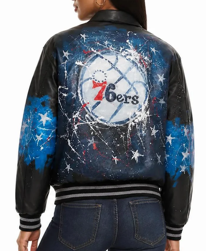 Philadelphia 76ers Black Bomber Jacket Women