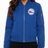 Philadelphia 76ers Nylon Blue Bomber Jacket