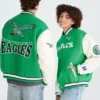 Philadelphia Eagles Wool with Leather Bomber Jacket