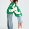 Philadelphia Eagles Wool with Leather Green Bomber Jacket