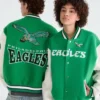 Philadelphia Eagles Wool with Leather Green Jacket