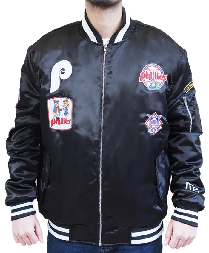 Philadelphia Phillies Black Bomber Jacket - Image 2