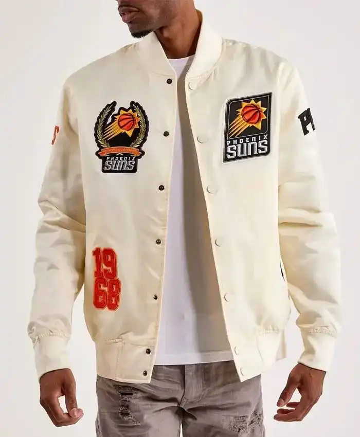 Phoenix Suns Off White Varsity Jacket