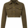 Porsha Williams Catherine Cropped Boucle Denim Jacket
