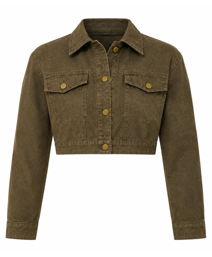 Porsha Williams Catherine Cropped Boucle Denim Jacket