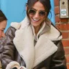 Post Show London Michelle Keegan Brown Leather Trench Coat