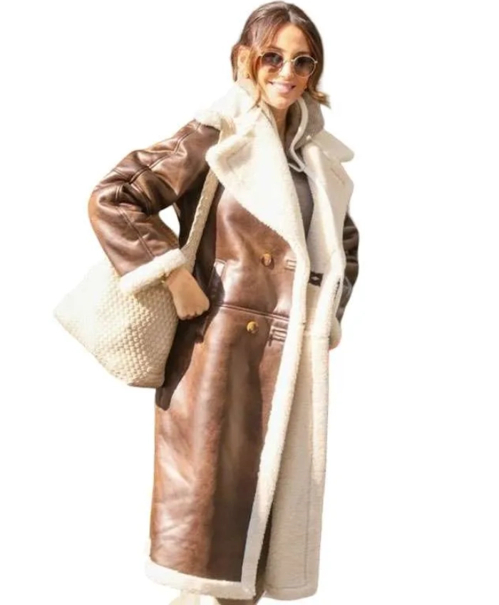 Post Show London Michelle Keegan Shearling Brown Coat