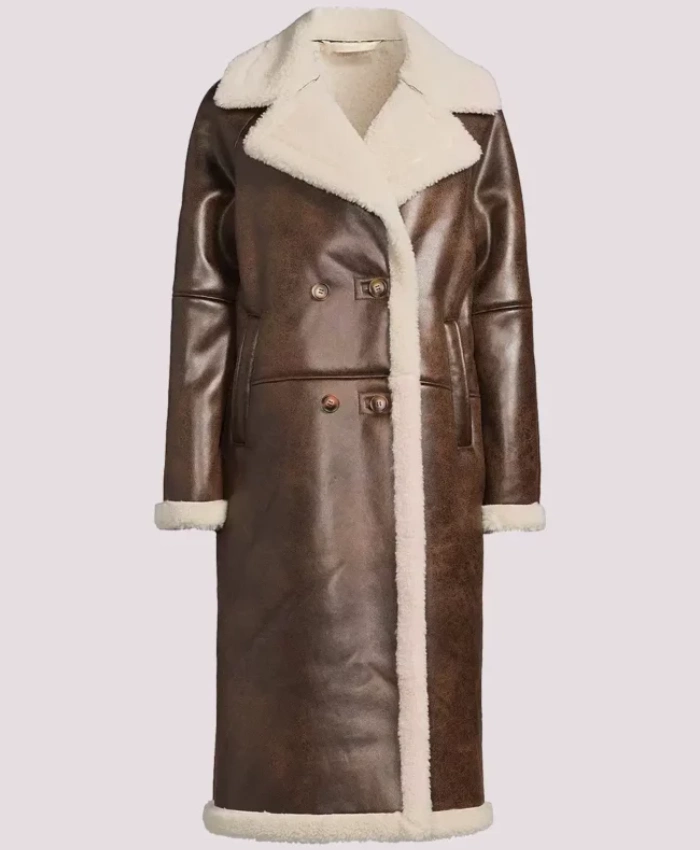 Post Show London Michelle Keegan Shearling Brown Trench Coat