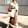 Post Show London Michelle Keegan Shearling Leather Trench Coat