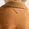 Prado Shearling Caban Caramel Brown Suede Leather Jacket For Men and Women 