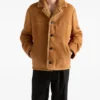 Prado Shearling Caban Caramel Suede Leather Jacket For Men and Women 