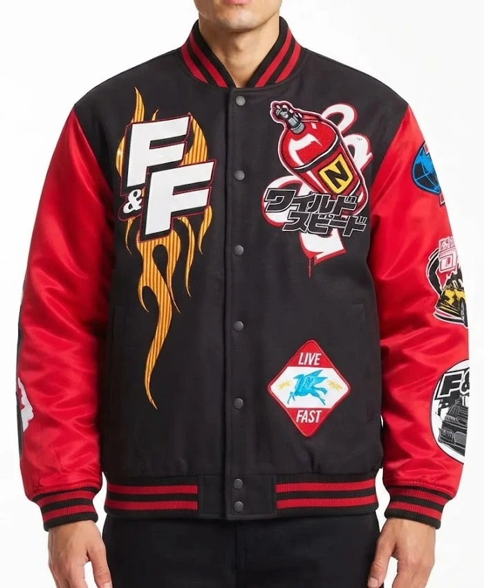 REASON x Fast and Furious Control the Drift Black and Red Wool Jacket