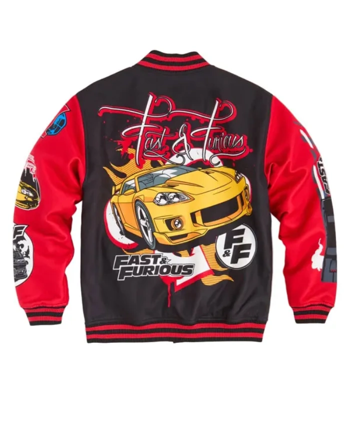 REASON x Fast and Furious Control the Drift Black and Red Wool Varsity Jacket