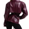 Real Housewives Of Orange County S20 Tamra Judge Burgundy Leather Trench Jacket
