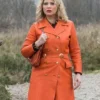 Renoir Cecile Bois Orange Leather Coat For Women