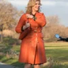 Renoir Cecile Bois Orange Leather Coat On Sale
